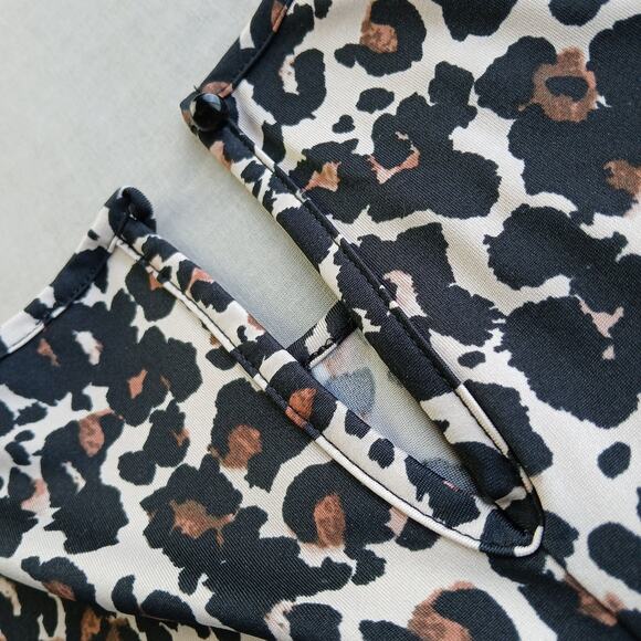 AUW Leopard Print Blouse Small short tulip sleeves ruched keyhole office tunic - Picture 9 of 13